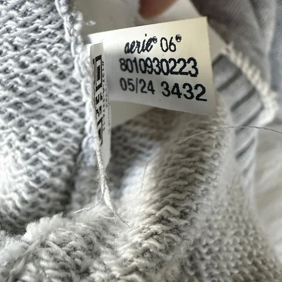 Aerie Sweater Cardigan Oversized V-Neck Button Front French Terry Grey Size XS - Picture 9 of 9